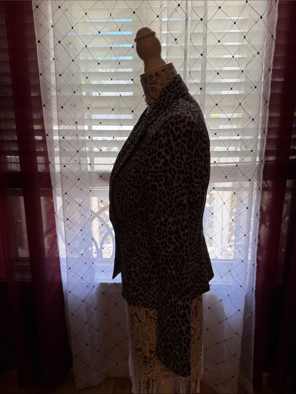 Leopard Print Tailored Women's Blazer - Brown/Gray (132) - Picture 2 of 7